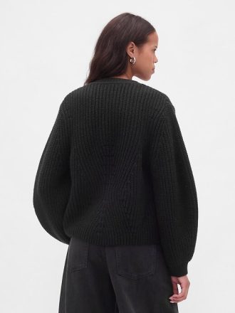 Pulover cardigan cu mâneci butoi