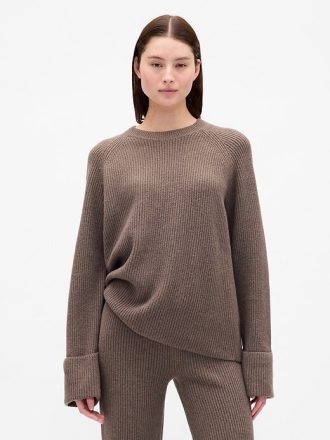 Pulover CashSoft Shaker-Stitch Boyfriend