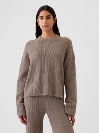 Pulover CashSoft Shaker-Stitch Crewneck