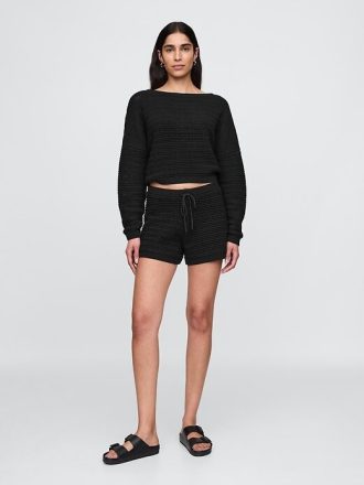 Pulover Crochet Boatneck Crop