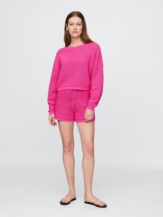 Pulover Crochet Boatneck Crop