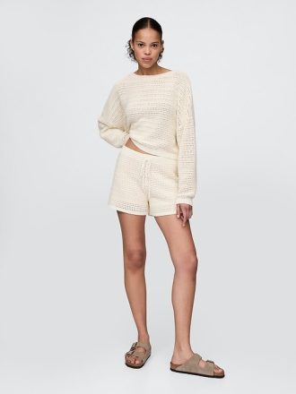 Pulover Crochet Boatneck Crop