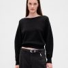 Pulover crop CashSoft stretch cu mâneci lanternă Pulover crop CashSoft stretch cu mâneci lanternă