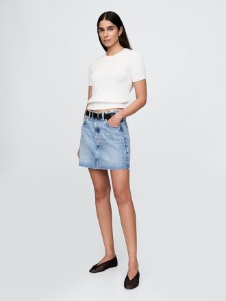 Pulover crop din tricot cablu, 100% bumbac