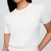 Pulover crop din tricot cablu, 100% bumbac