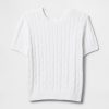 Pulover crop din tricot cablu, 100% bumbac