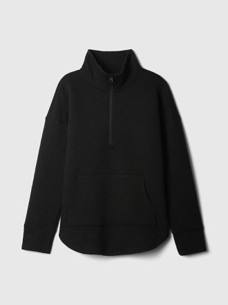 Pulover cu jumătate de fermoar din jacquard matlasat GapFit Pulover cu jumătate de fermoar din jacquard matlasat GapFit