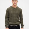 Pulover din tricot cu cablu din lână merinos