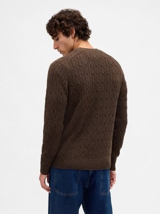 Pulover din tricot cu cablu din lână merinos