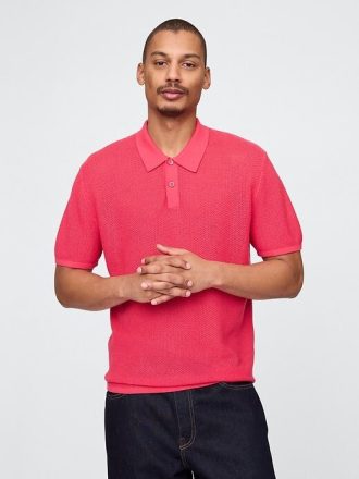 Pulover polo cu croșetat texturat