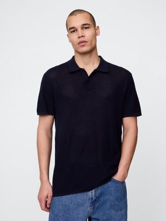 Pulover polo cu croșetat texturat