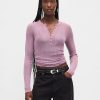 Pulover Sheer Rib Henley Pulover Sheer Rib Henley