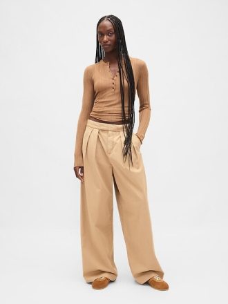 Pulover Sheer Rib Henley