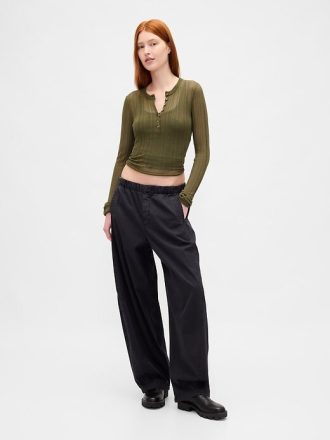 Pulover Sheer Rib Henley