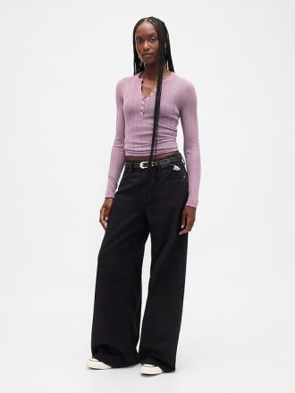 Pulover Sheer Rib Henley