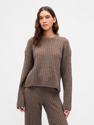 Pulover supradimensionat din tricot cu cablu CashSoft
