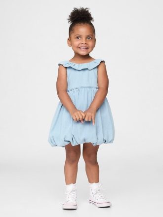 Rochie Bubble denim pentru bebeluși și copii mici