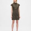 Rochie cămașă cu cusături din poplin Rochie cămașă cu cusături din poplin