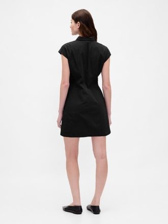 Rochie cămașă cu cusături din poplin