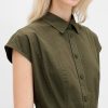 Rochie cămașă cu cusături din poplin Rochie cămașă cu cusături din poplin