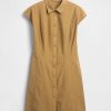 Rochie cămașă cu cusături din poplin Rochie cămașă cu cusături din poplin