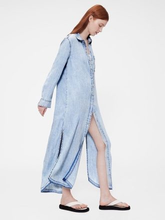 Rochie cămașă din denim drapată GapStudio
