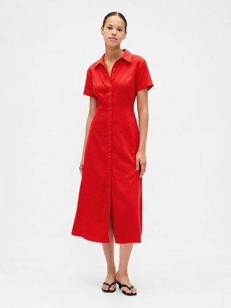 Rochie cămașă midi din amestec de in