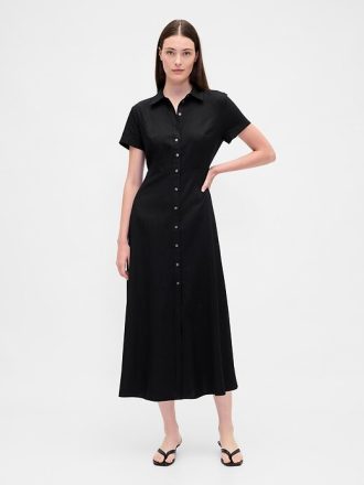 Rochie cămașă midi din amestec de in