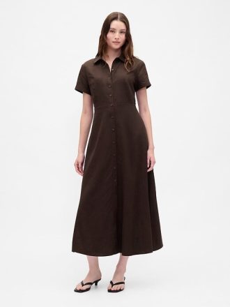 Rochie cămașă midi din amestec de in