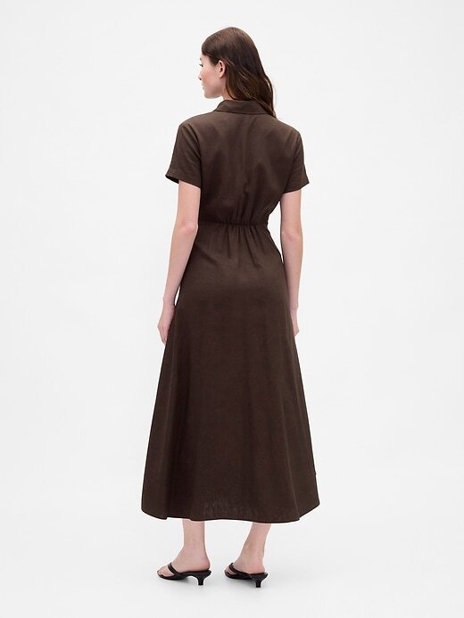 Rochie cămașă midi din amestec de in Rochie cămașă midi din amestec de in