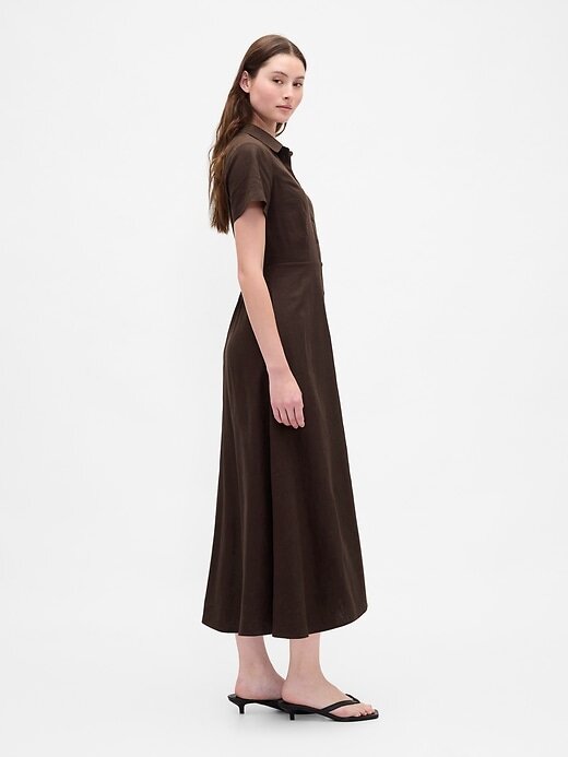 Rochie cămașă midi din amestec de in Rochie cămașă midi din amestec de in