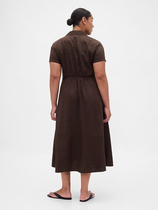 Rochie cămașă midi din amestec de in Rochie cămașă midi din amestec de in