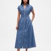 Rochie cămașă midi din denim