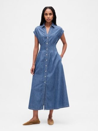 Rochie cămașă midi din denim