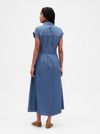Rochie cămașă midi din denim