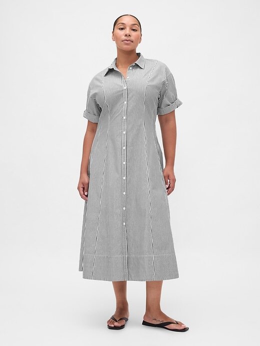 Rochie cămașă midi din poplin Rochie cămașă midi din poplin