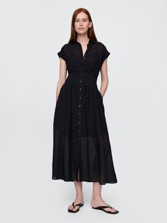 Rochie cămașă midi transparentă