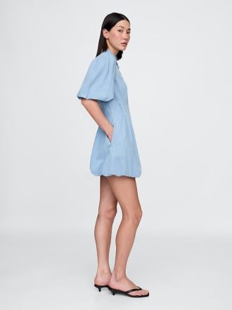 Rochie cămașă mini denim Bubble