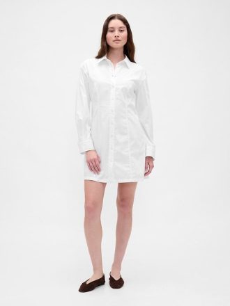 Rochie cămașă mini din popelin din bumbac organic