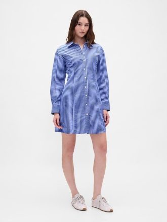 Rochie cămașă mini din popelin din bumbac organic