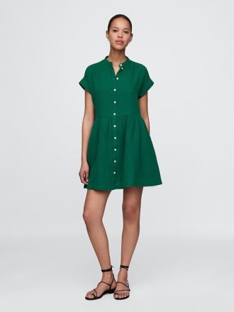 Rochie cămașă mini din tifon de bumbac