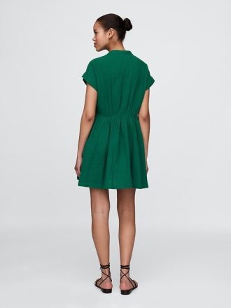 Rochie cămașă mini din tifon de bumbac