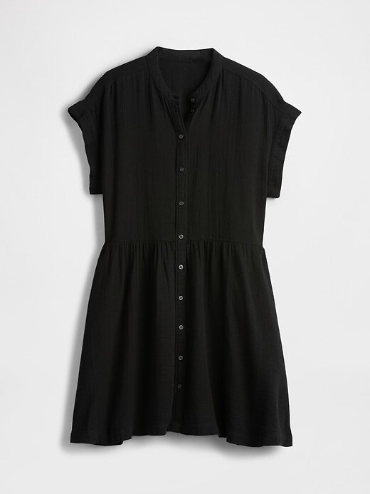 Rochie cămașă mini din tifon de bumbac Rochie cămașă mini din tifon de bumbac