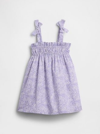 Rochie cu bretele cu fundă fumet pentru bebeluși și copii mici