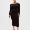 Rochie de pulover midi CashSoft stretch cu umăr liber Rochie de pulover midi CashSoft stretch cu umăr liber