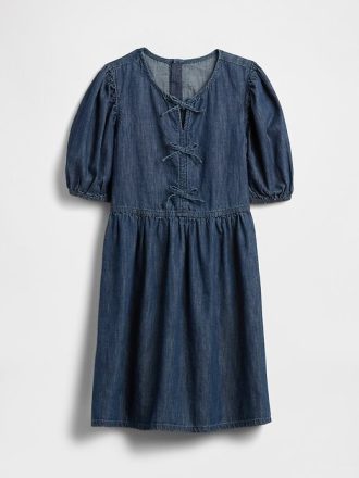 Rochie denim cu mâneci bufante pentru copii