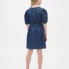 Rochie denim cu mâneci bufante pentru copii
