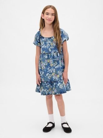 Rochie florală din denim pentru copii