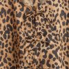 Rochie leopard din popelină cu mâneci bufante Rochie leopard din popelină cu mâneci bufante