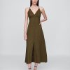Rochie maxi brodata din amestec de in